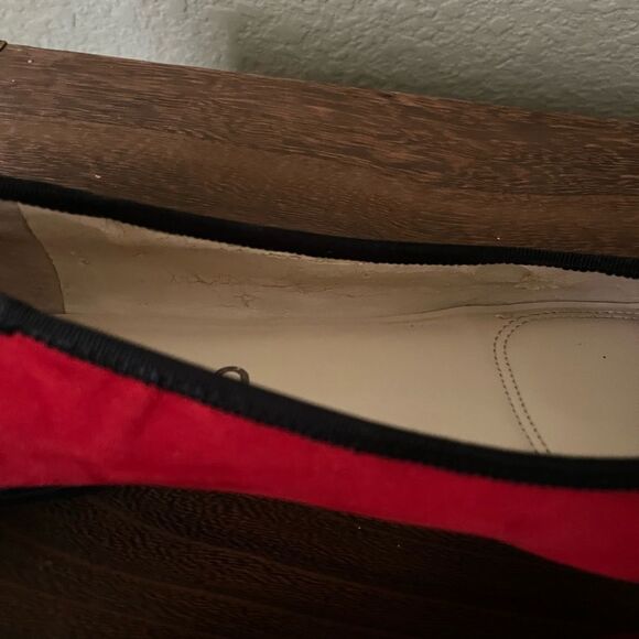 Unisa Classic Ballet Flats Red Suede Black Patent Leather Bow Plaid Back SZ 7.5 - Picture 4 of 6
